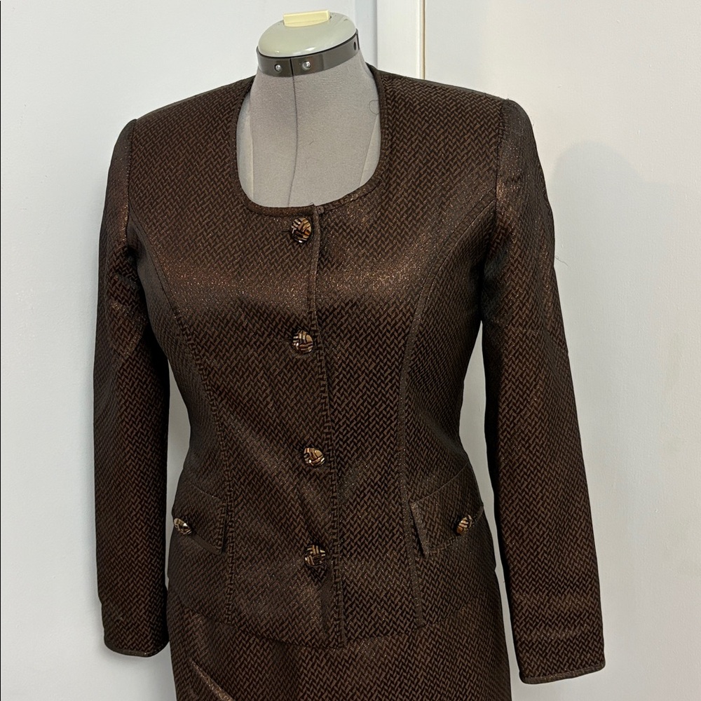 Vintage Anne Crimmins for UMI Collection Brown Metallic Suit